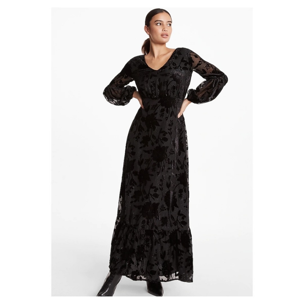 Velvet Burnout Floral Maxi Dress